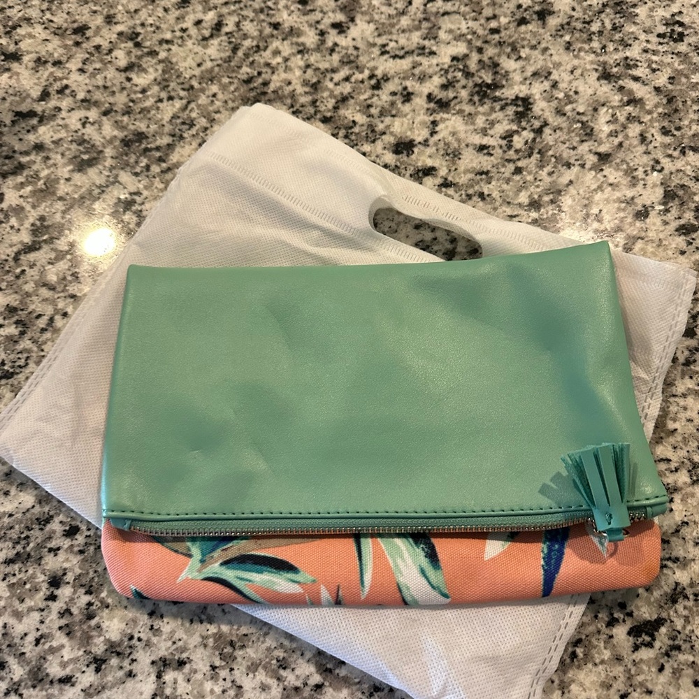Green and Orange Cosmetic Bag with Sleek Design